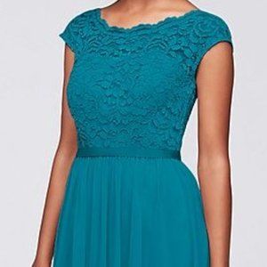 Short Lace and Mesh Dress with Illusion Neckline